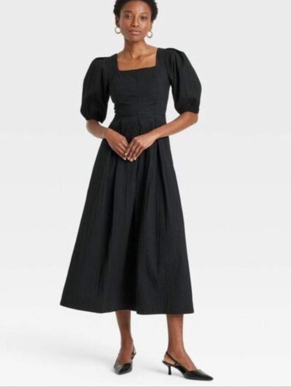 A New Day - Women's Short Sleeve Midi Dress - A New Day Black XL Nwt